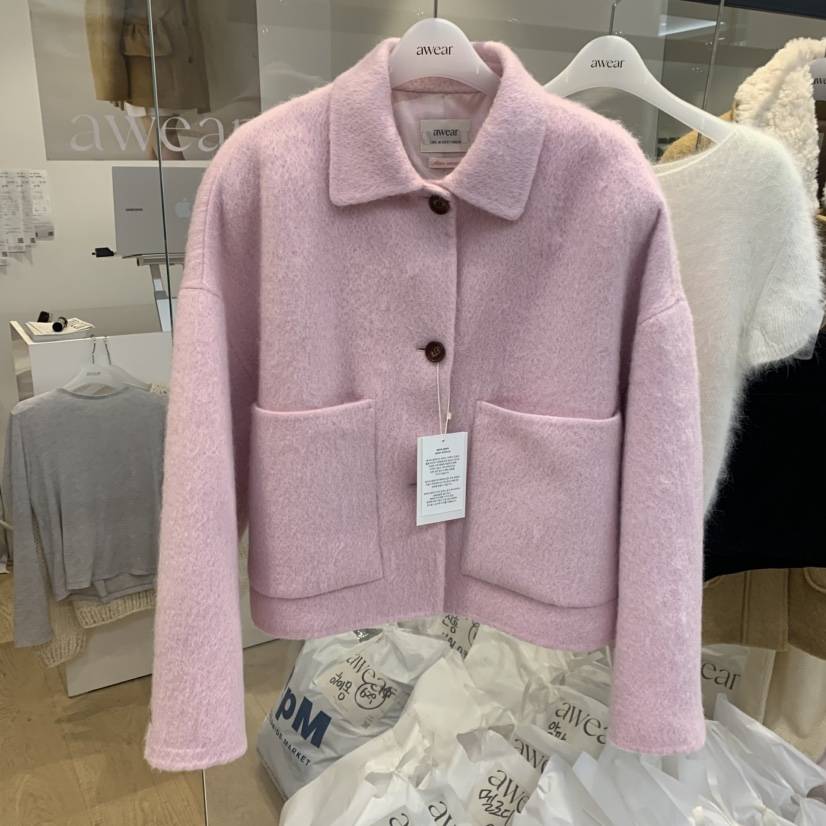 RUMIRU/AWEAR韓國直郵㊣女士新款職業時尚25秋冬短款大衣口袋awear/RUMIRU短款大衣