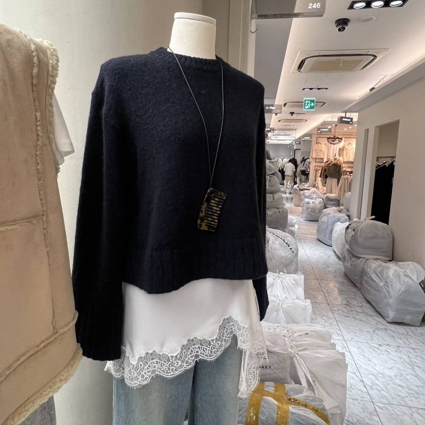 MURR韓國直郵㊣女士新款時尚人氣25秋冬職業休閑真品毛衣羅紋MURR毛衣