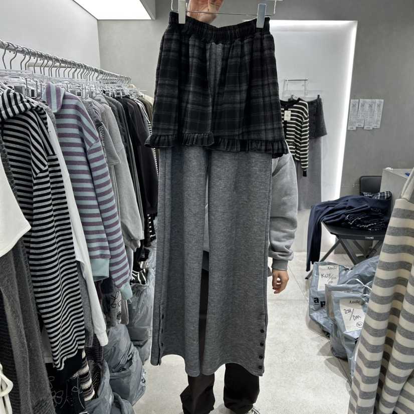 ANDE韓國代購㊣女裝新品熱賣真品時尚25秋冬休閑職業裙褲格紋Ande裙褲