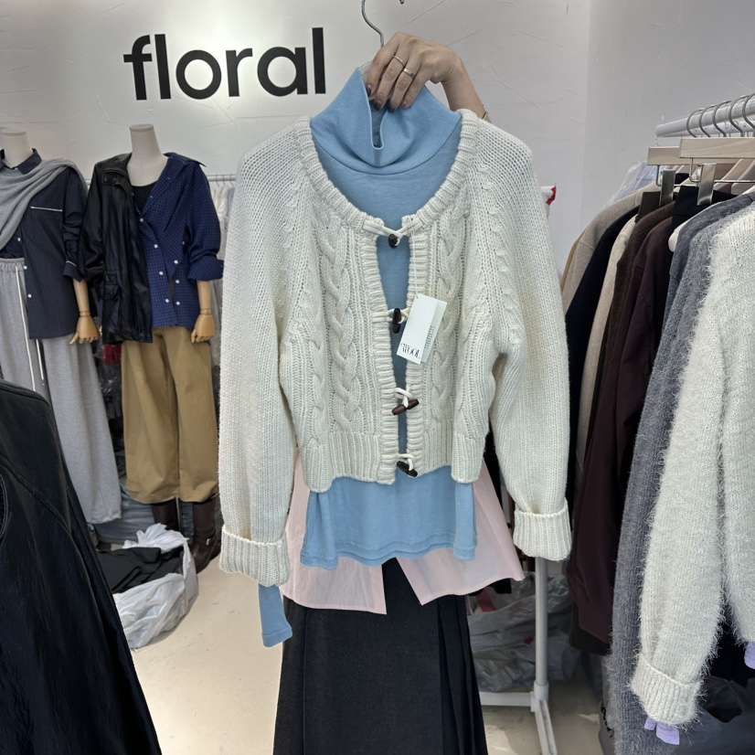 FLORAL韓國直郵㊣女士新款休閑時尚熱賣針織衫不含內搭羊毛FLORAL針織衫