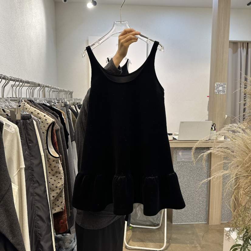 PLOVER韓國直郵㊣女裝新品休閑推薦人氣25秋冬職業連衣裙絲絨PLO_VER連衣裙