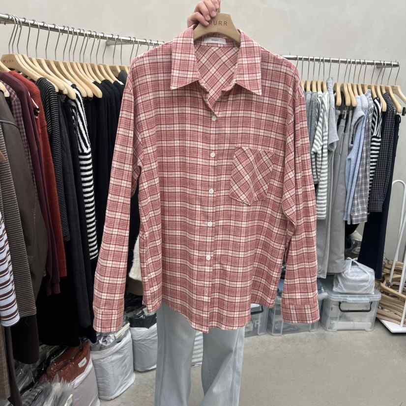 MURR東大門㊣代購女裝新款人氣真品襯衫蕾絲衫不含內搭格紋MURR襯衫/蕾絲衫