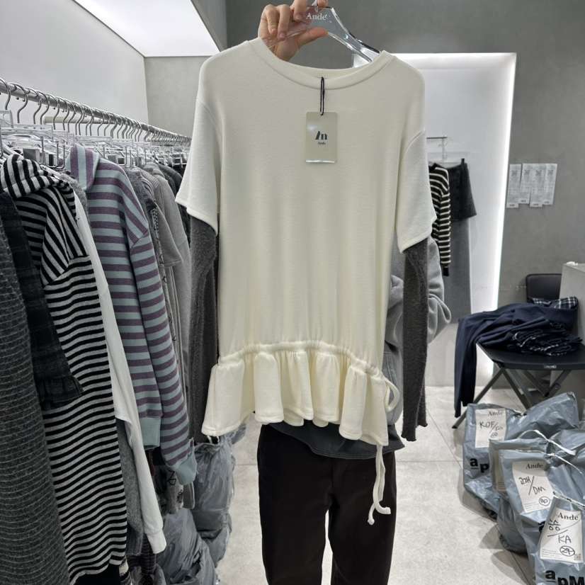 ANDE東大門㊣實拍女士新款真品休閑職業推薦人氣針織衫假兩件Ande針織衫