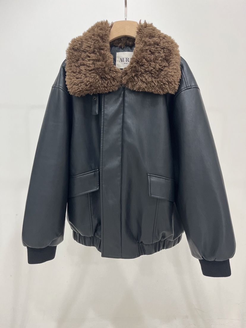 AURA東大門㊣直郵女裝新款休閑職業時尚人氣真品夾克皮革羊毛Au ra夾克