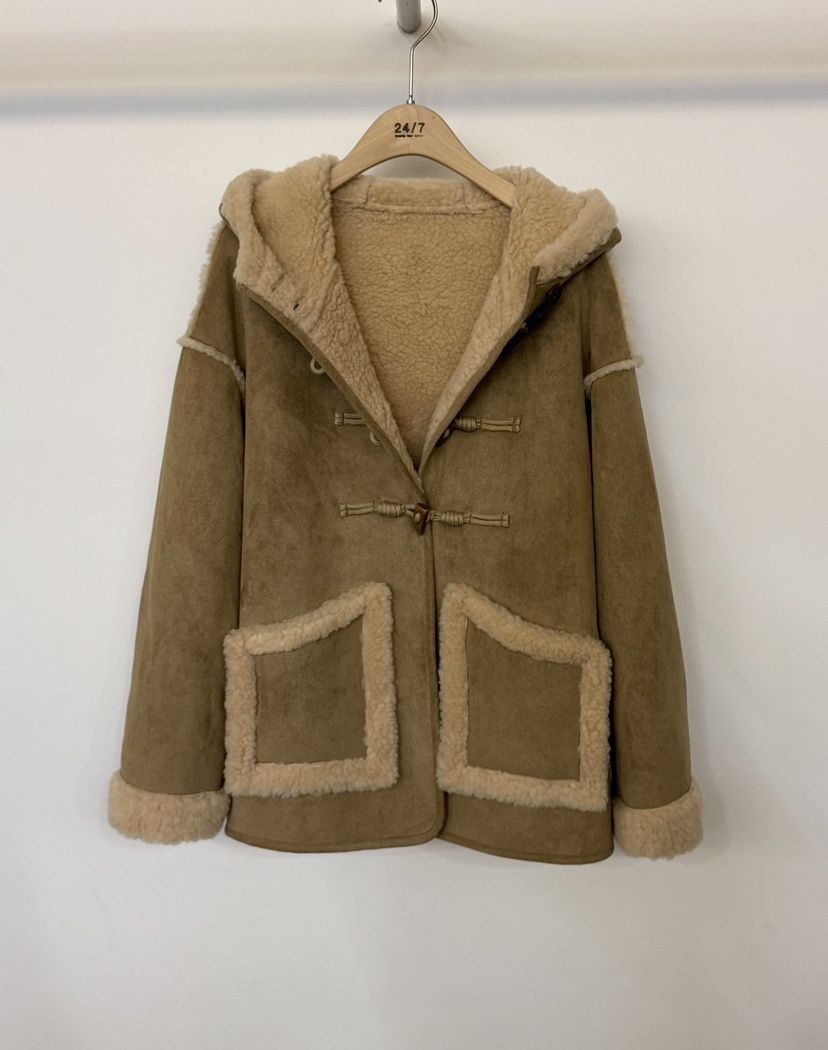 TWENTY FOUR SEVEN24-7韓國代購㊣女裝新款時尚夾克羊毛兜帽TEWNTY FOUR SEVEN24-7夾克