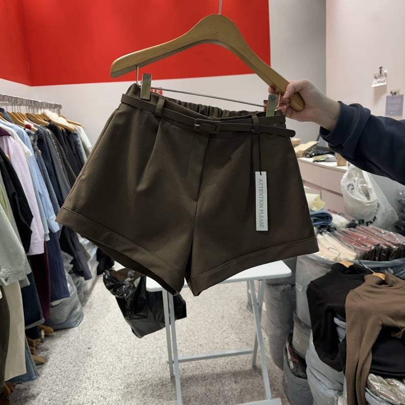 ATPZ東大門㊣實拍女裝新款真品休閑25秋冬人氣短褲含腰帶系帶ATTENTION PLEAES短褲