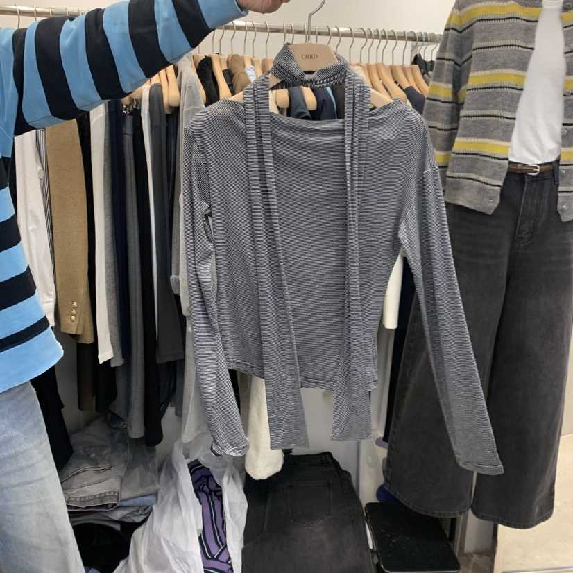 ORRD東大門㊣代購女士新品休閑職業時尚人氣長袖T恤含脖帶圍巾ORRD長袖T恤