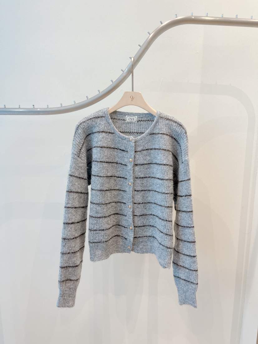 OVE東大門㊣直郵女裝新品職業時尚休閑熱賣25秋冬針織衫條紋OVE針織衫