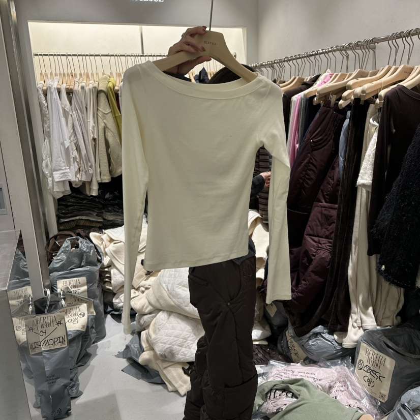 BERTHA韓國直郵㊣女士新款人氣熱賣25秋冬職業推薦長袖T恤船領BERTHA長袖T恤