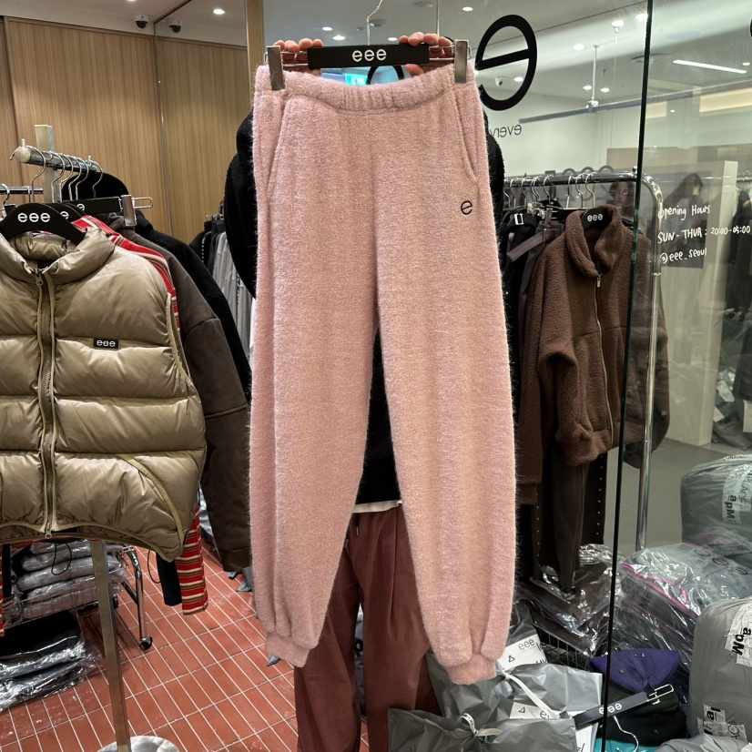 E/E/E韓國代購㊣女士新品職業25秋冬休閑時尚真品休閑褲毛圈E/E/E休閑褲