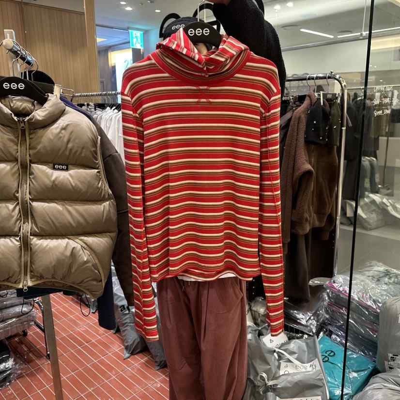 E/E/E東大門㊣實拍女裝新品推薦25秋冬職業真品人氣長袖T恤E/E/E長袖T恤