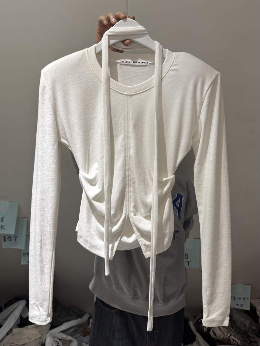 BELITA-L東大門㊣代購女裝新款25秋冬熱賣長袖T恤含脖帶圍巾BELITA-L長袖T恤