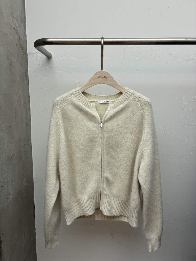 Verbena韓國直郵㊣女裝新款真品25秋冬針織衫安哥拉羊毛拉鏈開衫Verbena針織衫