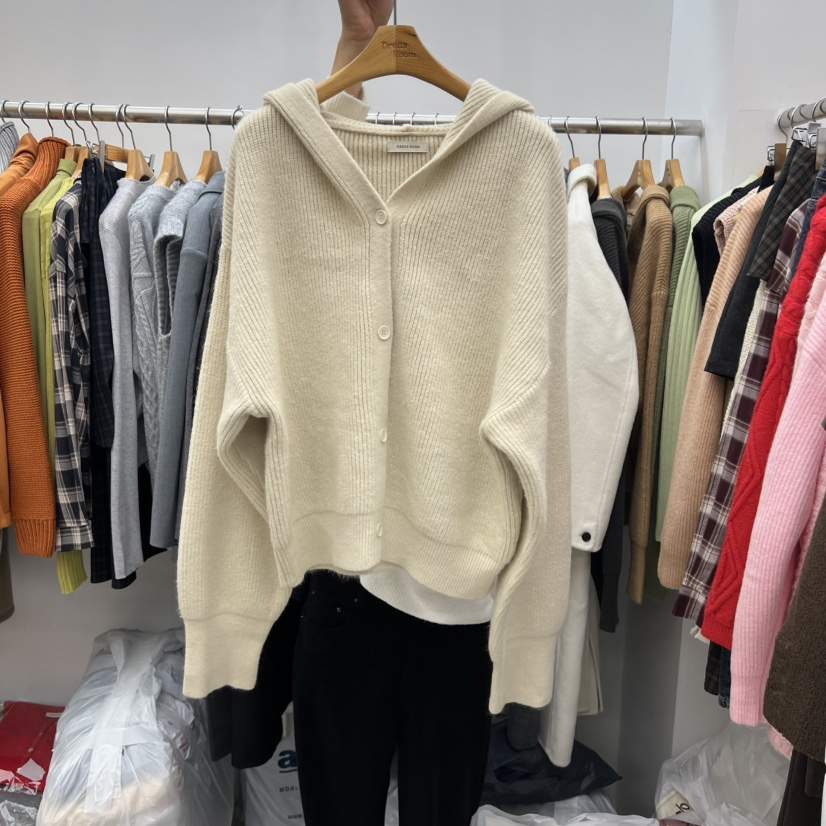 DRESS ROOM韓國直郵㊣女裝新款推薦熱賣職業針織衫開衫連帽DRESS ROOM針織衫