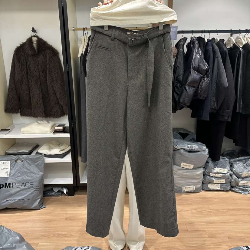 MUYBIEN東大門㊣實拍女士新款推薦職業真品休閑褲人字紋含腰帶MUYBIEN休閑褲