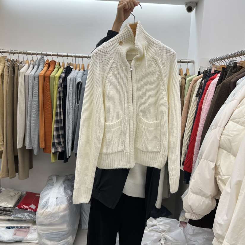 DRESS ROOM東大門㊣實拍女士新品25秋冬職業人氣針織衫拉鏈DRESS ROOM針織衫