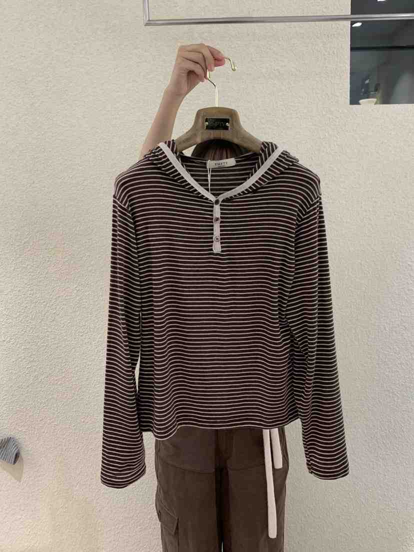 EMPTY韓國直郵㊣女裝新款人氣熱賣長袖T恤美利奴羊毛羊毛帽EMPTY長袖T恤