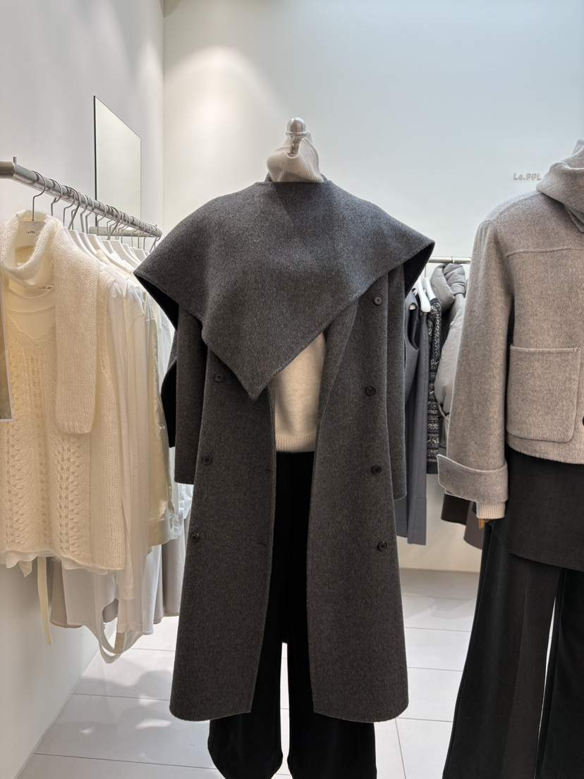 LE-PPL韓國代購㊣女裝新品職業推薦中長款大衣不含披肩手工LE-PPL中長款大衣