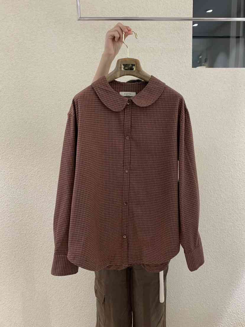 EMPTY東大門㊣直郵女士新款推薦熱賣25秋冬職業襯衫蕾絲衫格紋EMPTY襯衫/蕾絲衫