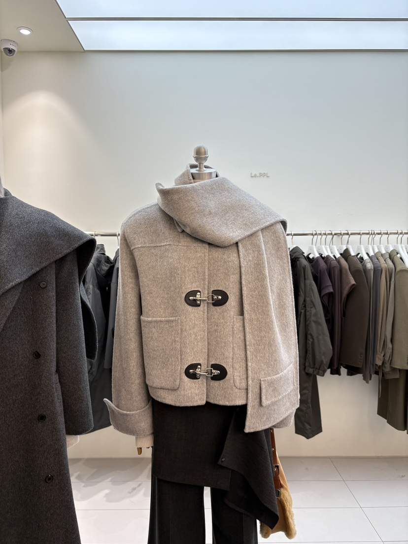 LE-PPL韓國直郵㊣女士新品人氣熱賣休閑真品夾克含圍巾手工LE-PPL夾克