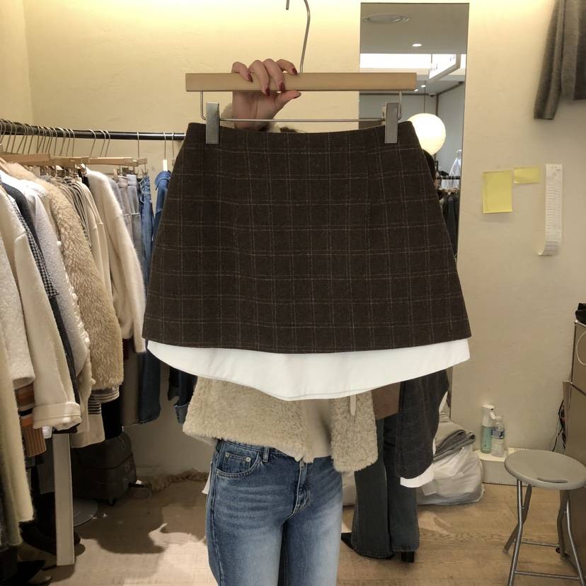 W AND J韓國代購㊣女裝新款推薦休閑時尚職業熱賣25秋冬短裙W AND J短裙