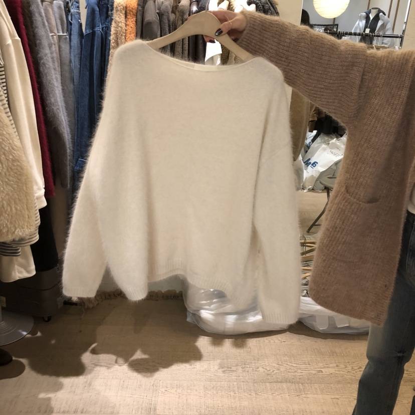 W AND J韓國代購㊣女裝新品時尚職業推薦人氣真品針織衫船領W AND J針織衫