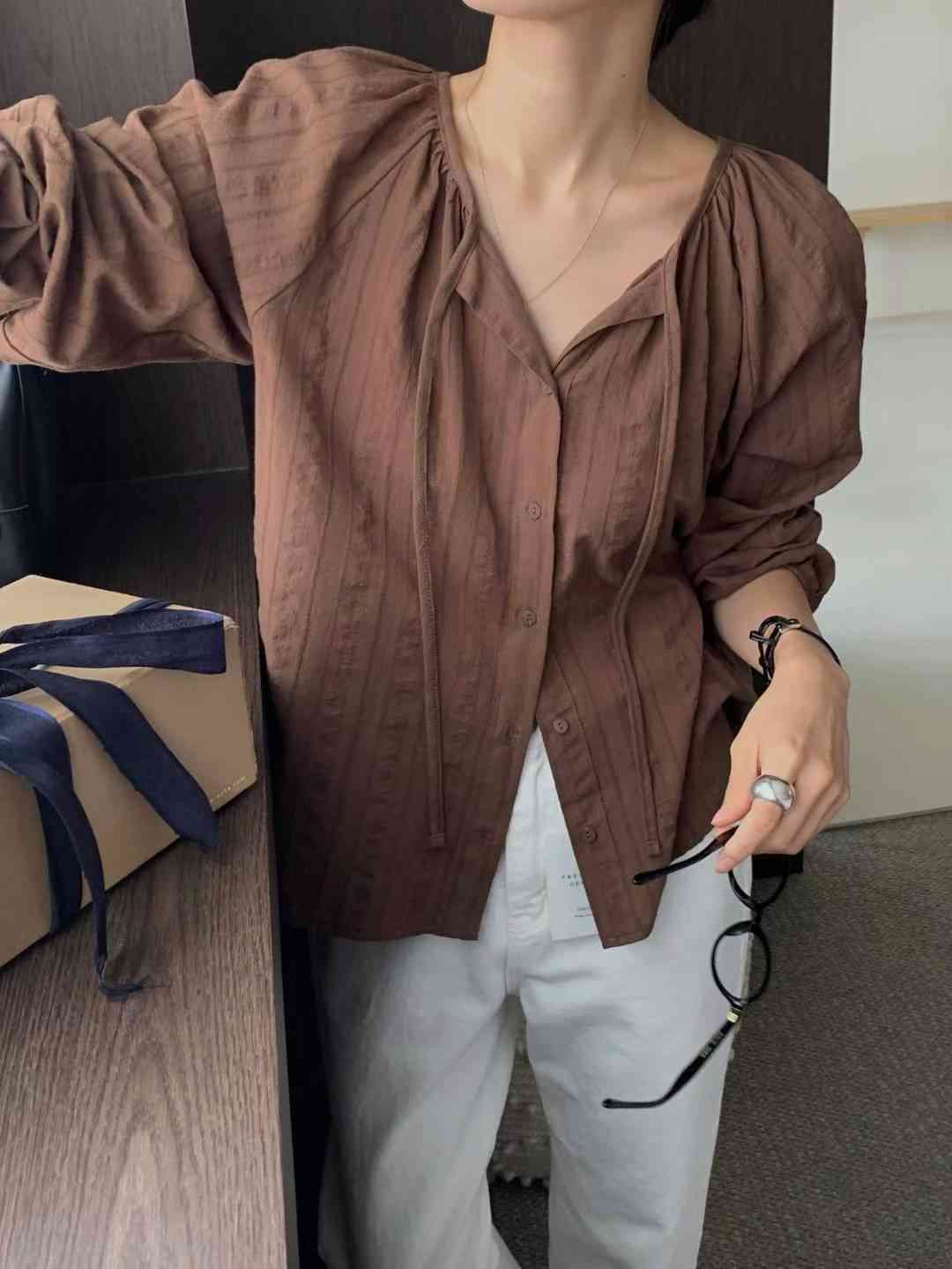 IVORY韓國直郵㊣女裝新品時尚休閑推薦真品熱賣人氣襯衫蕾絲衫IVORY襯衫/蕾絲衫