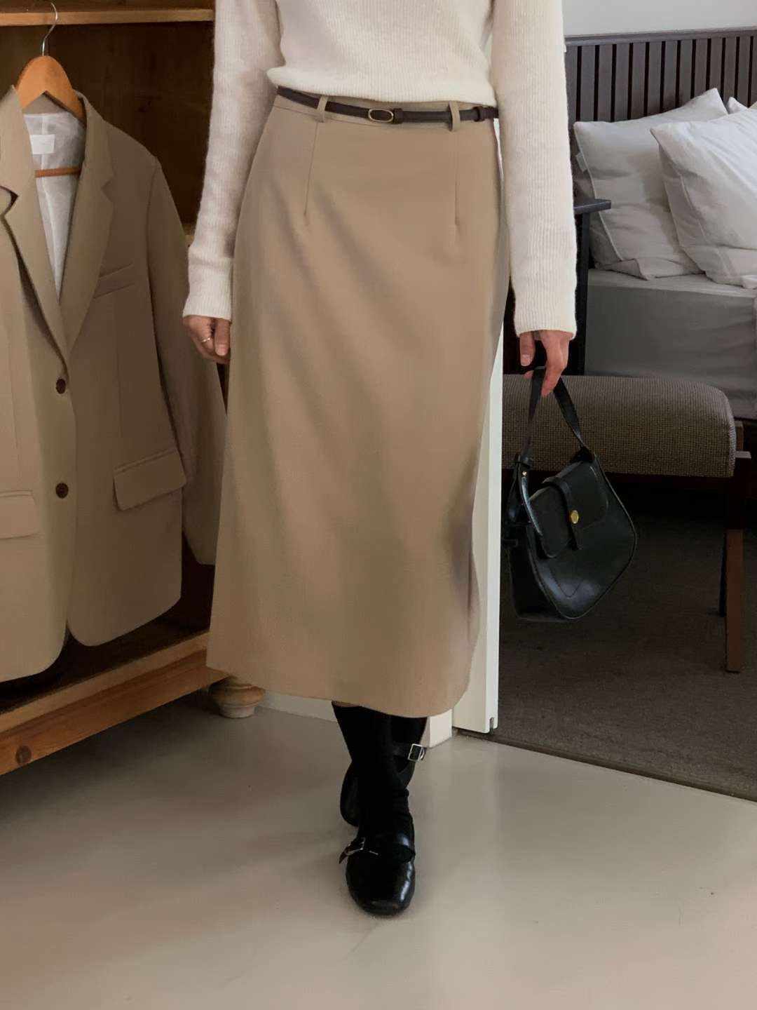 IVORY韓國直郵㊣女士新品休閑25秋冬職業推薦真品時尚熱賣長裙IVORY長裙