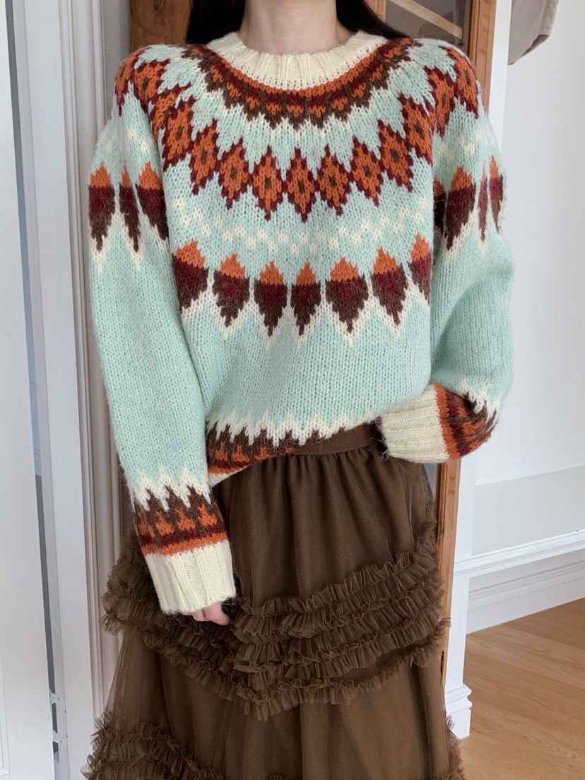 JKICHI韓國代購㊣女裝新款時尚真品熱賣人氣25秋冬休閑針織衫JKICHI針織衫