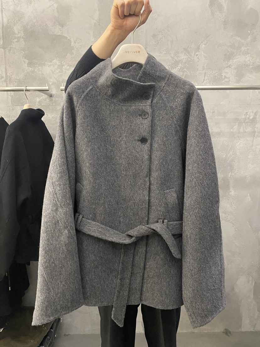 THE VETIVER-A東大門㊣直郵女裝新品職業時尚短款大衣含腰帶VETIVER短款大衣