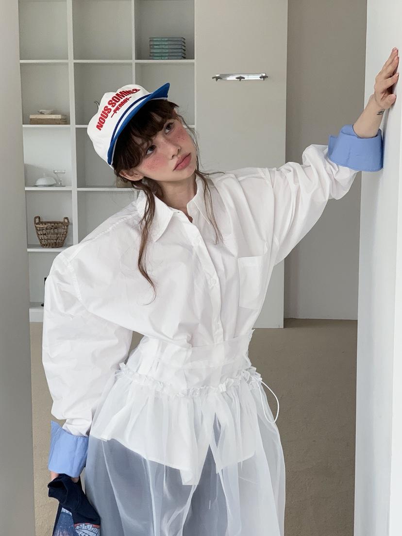 JKICHI韓國直郵㊣女裝新品時尚人氣休閑推薦襯衫蕾絲衫絲綢JKICHI襯衫/蕾絲衫