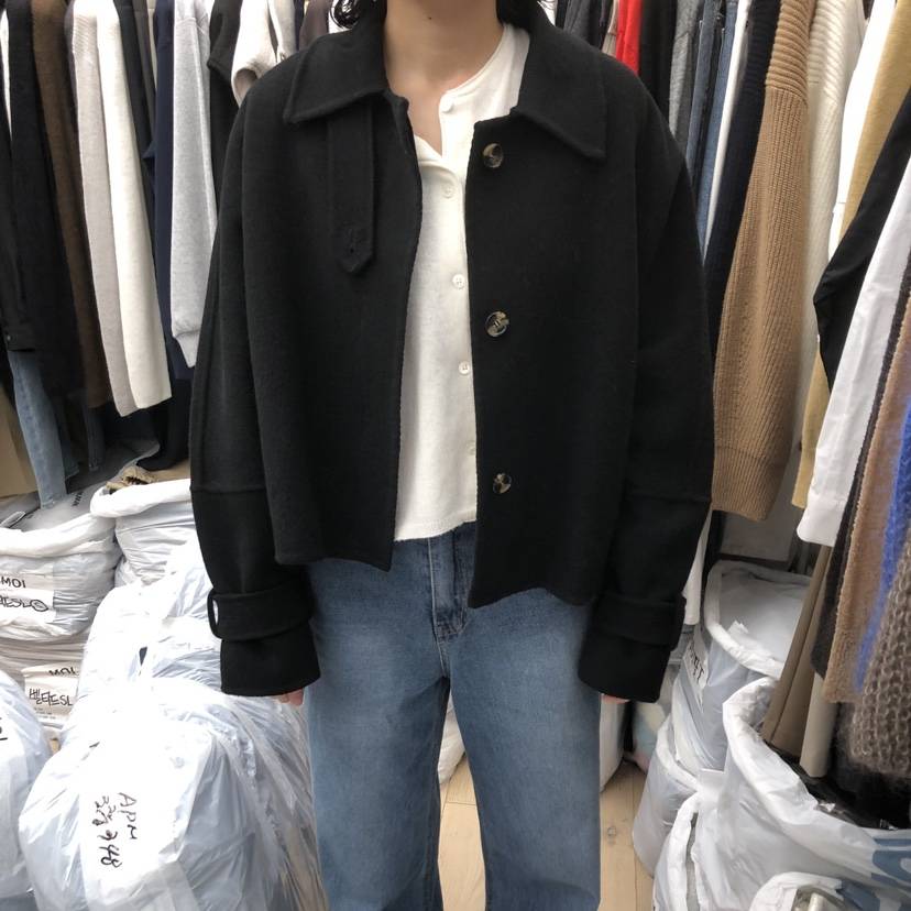 MOI-A東大門㊣代購女裝新款推薦休閑短款大衣不含內搭手工MOI-A短款大衣