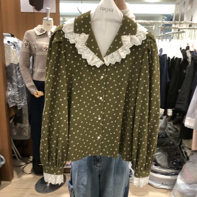 OGI東大門㊣實拍女裝新品真品推薦25秋冬休閑熱賣襯衫蕾絲衫FLat OGI襯衫/蕾絲衫