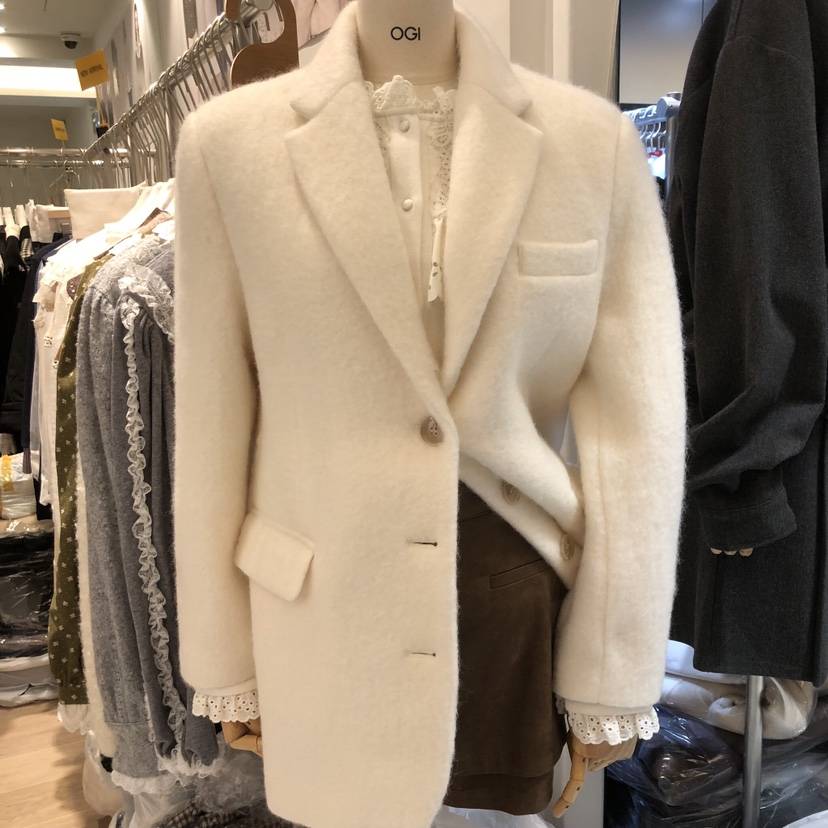 OGI東大門㊣代購女士新款休閑25秋冬人氣時尚職業短款大衣羊毛FLat OGI短款大衣
