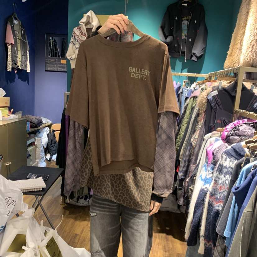 MERCI LINDA東大門㊣代購女士新品時尚25秋冬長袖T恤假兩件格紋MERCI LINDA長袖T恤