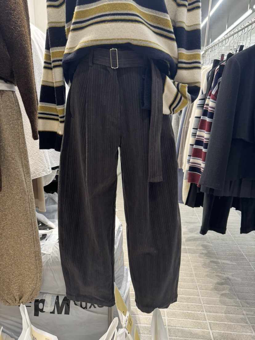 OURS韓國直郵㊣女裝新款職業時尚25秋冬休閑褲含腰帶燈芯絨OURS休閑褲