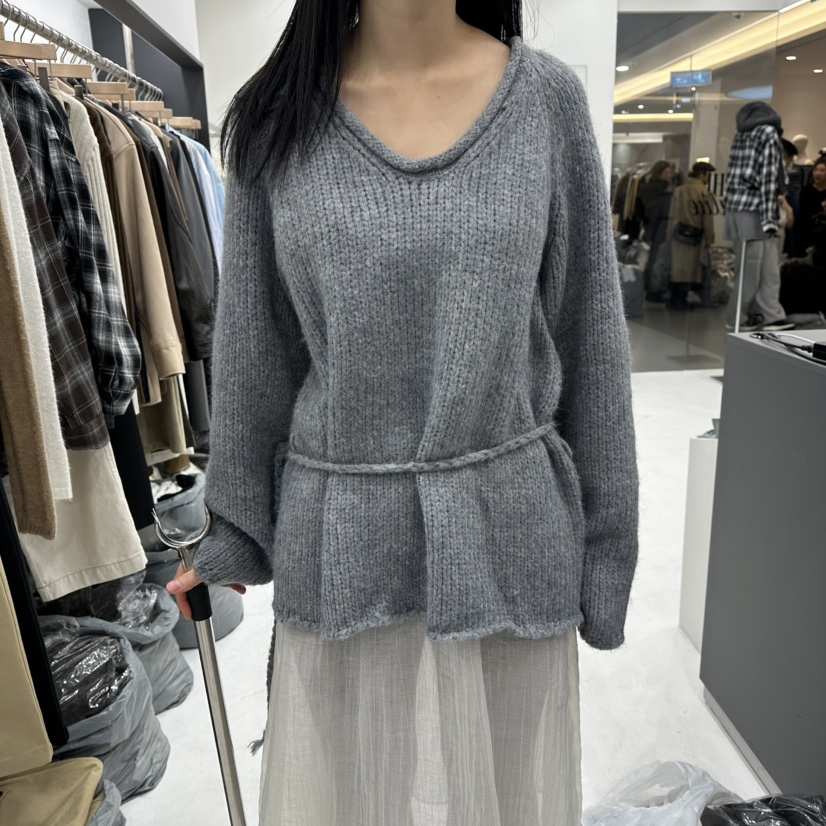 THE VALUE韓國直郵㊣女士新款時尚休閑25秋冬推薦針織衫V領THE VALUE針織衫