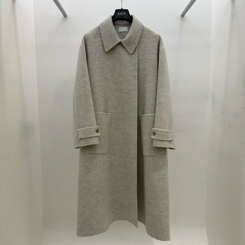 EDIT韓國代購㊣女士新款真品時尚職業25秋冬中長款大衣含腰帶EDIT中長款大衣