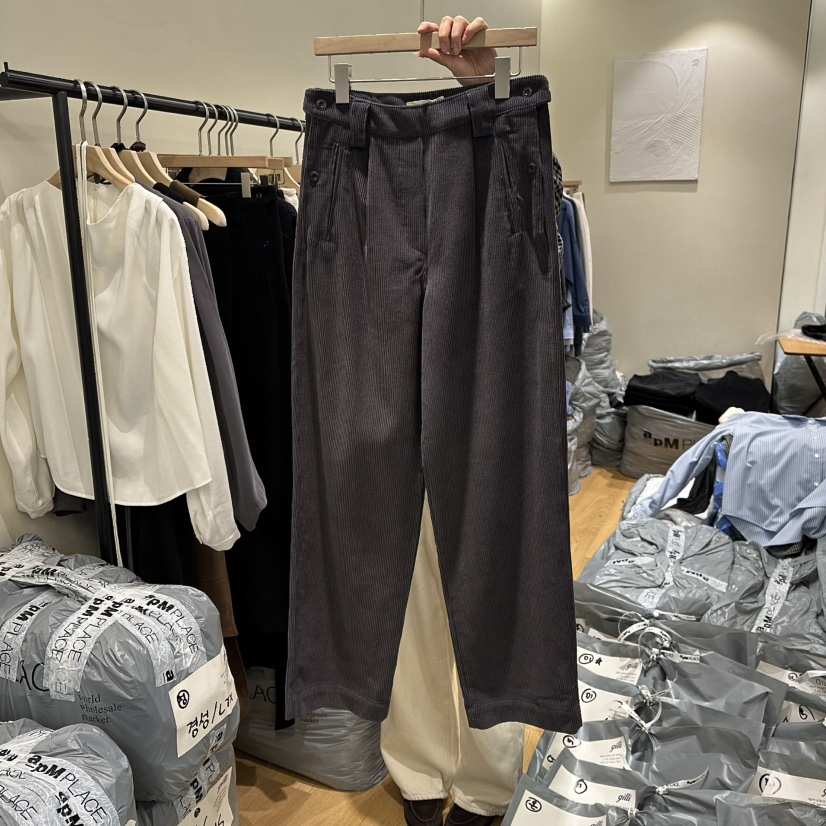 GILLI韓國代購㊣女士新款25秋冬人氣休閑真品休閑褲燈芯絨腰帶GILLI休閑褲