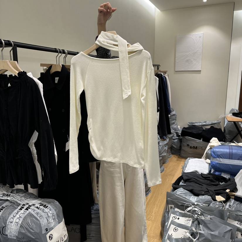 GILLI東大門㊣代購女士新品時尚推薦休閑25秋冬長袖T恤含脖帶GILLI長袖T恤