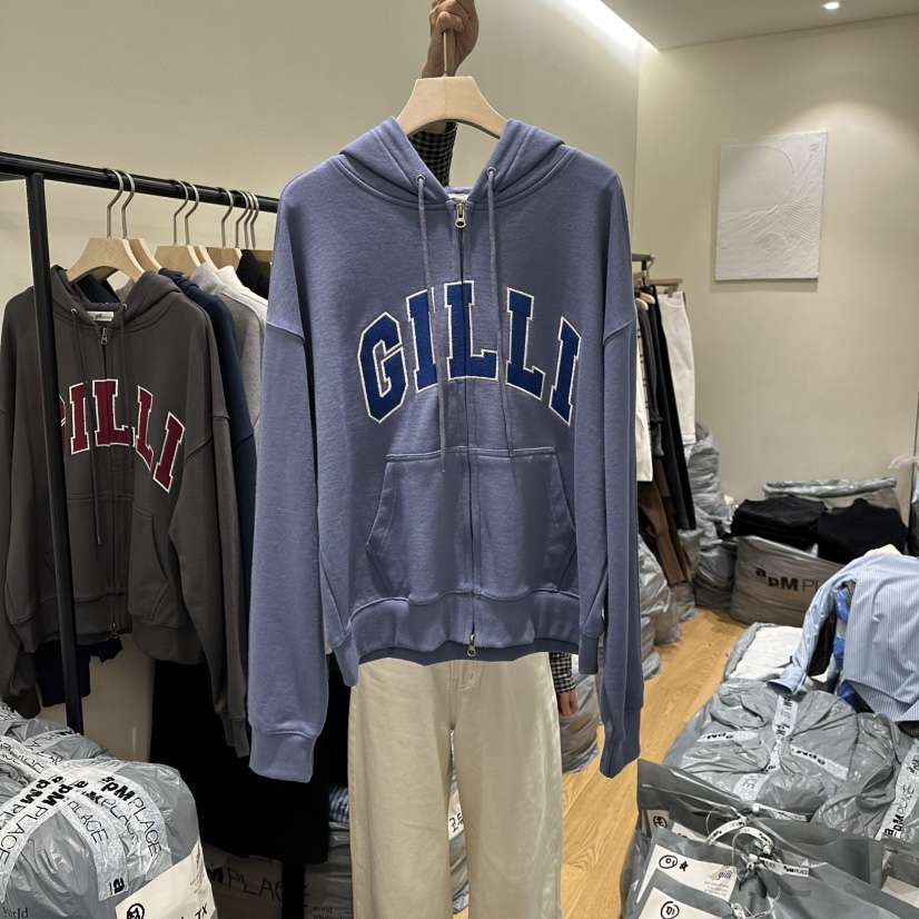 GILLI韓國代購㊣女裝新款25秋冬職業時尚推薦衛衣連帽拉鏈衫GILLI衛衣