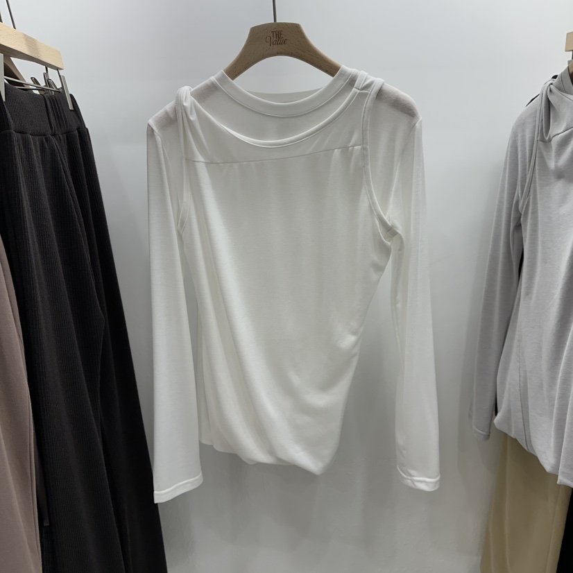 THE VALUE韓國代購㊣女士新品休閑真品人氣長袖T恤假兩件雙層THE VALUE長袖T恤
