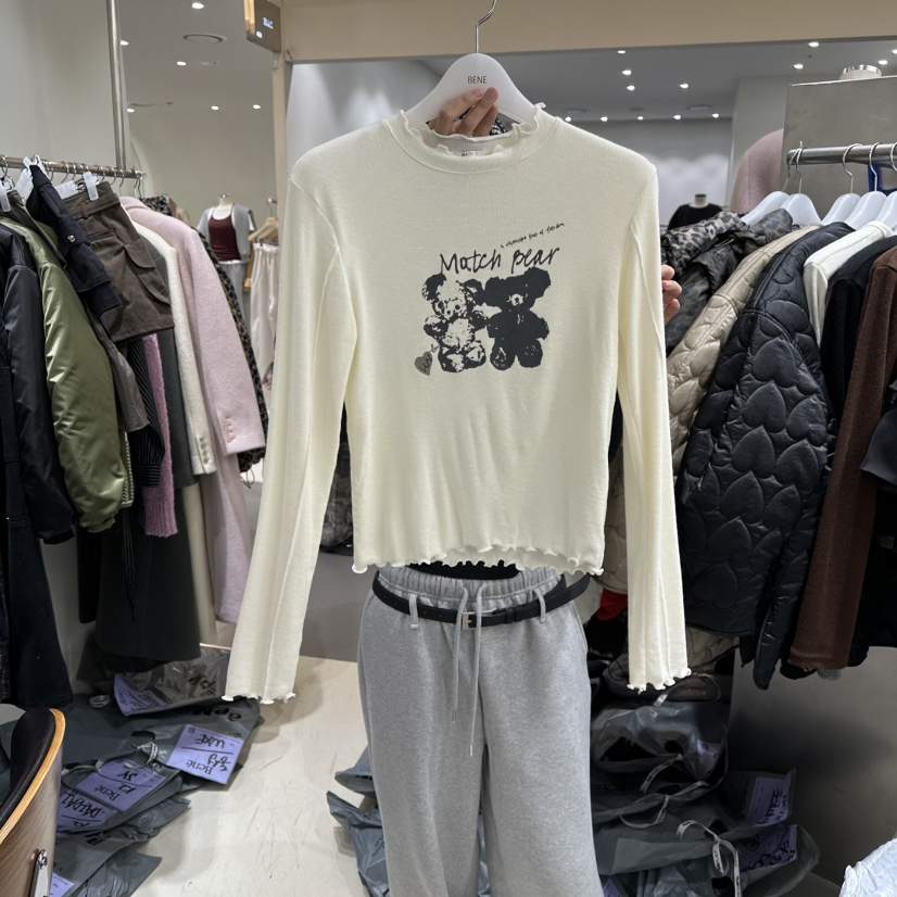 BENE東大門㊣直郵女裝新款時尚25秋冬推薦職業真品休閑長袖T恤BENE長袖T恤