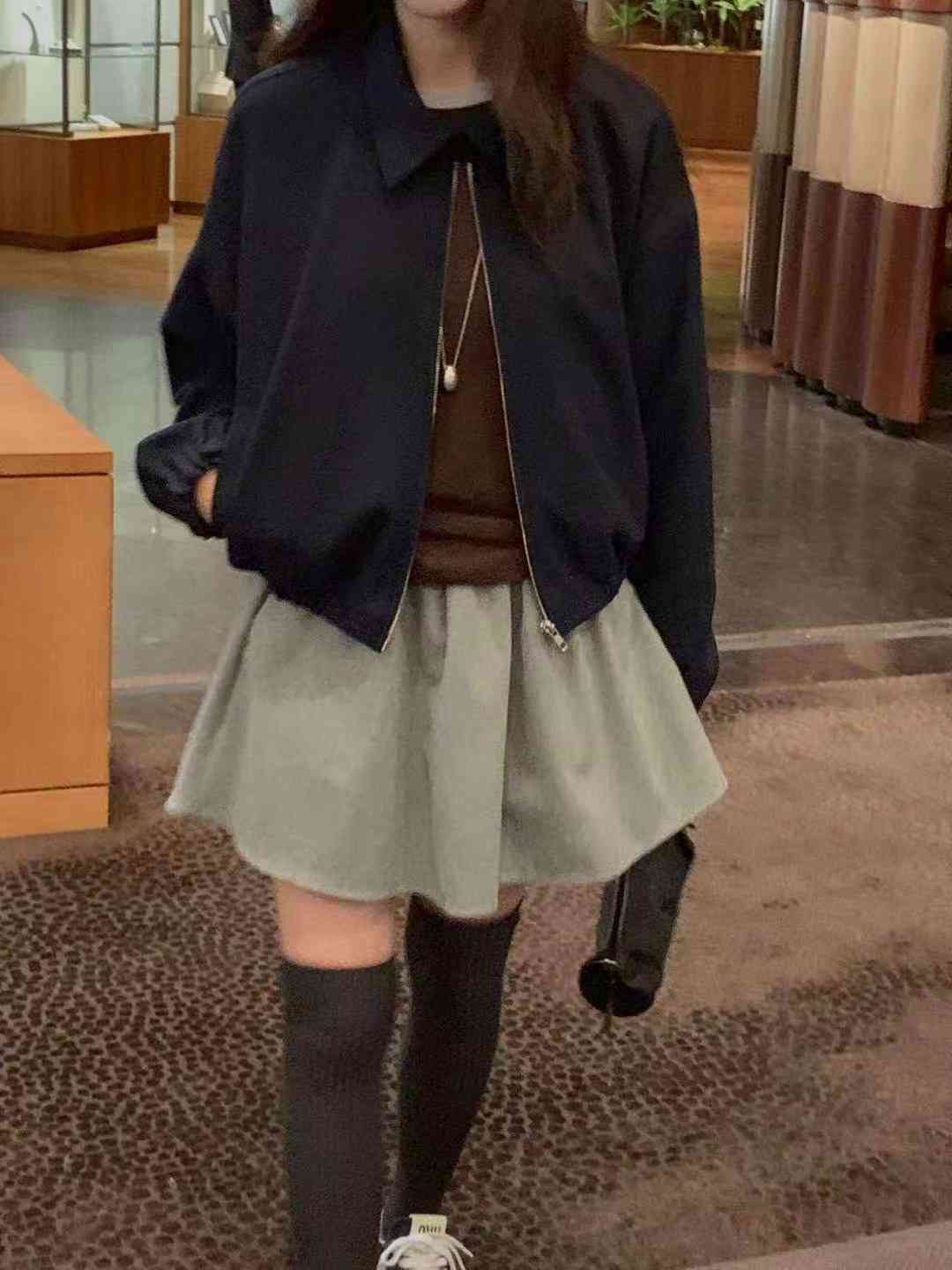 MIELLE-미엘르-OT韓國代購㊣女士新款職業休閑夾克羊毛拉鏈MIELLE-미엘르-OT夾克