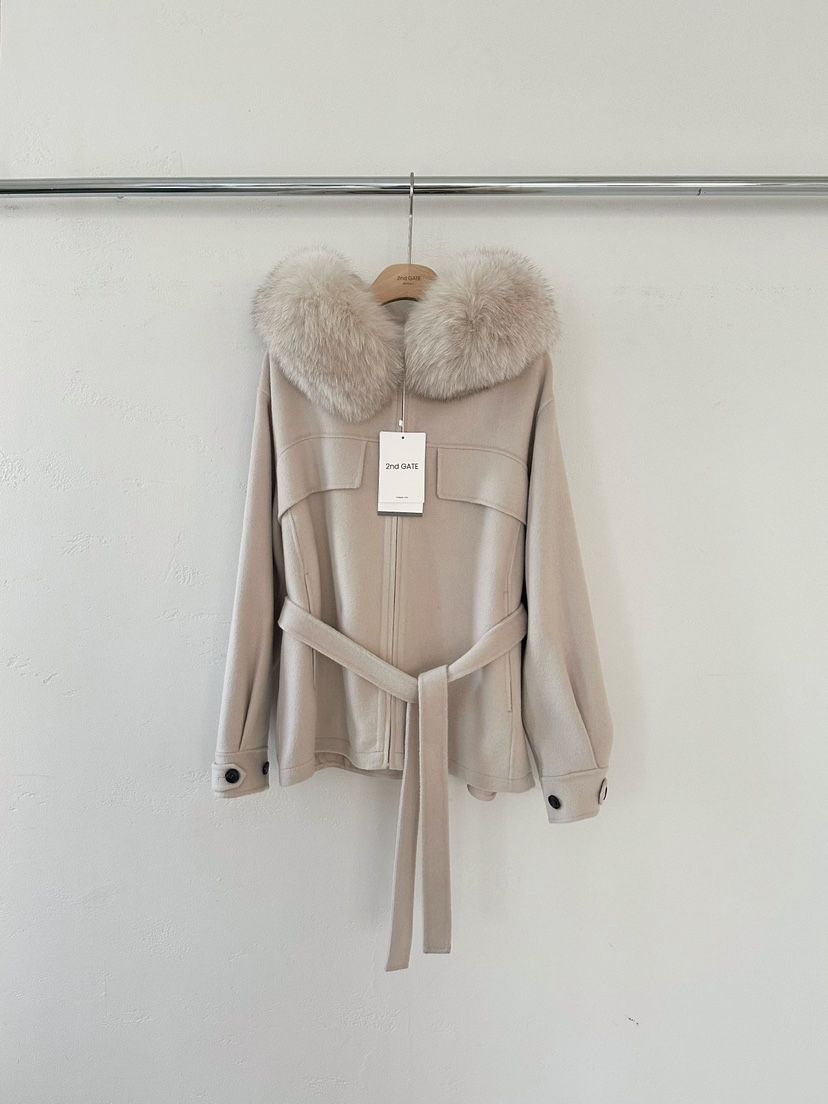 2ND GATE韓國代購㊣女裝新款職業真品短款大衣可拆卸含腰帶2ND GATE短款大衣