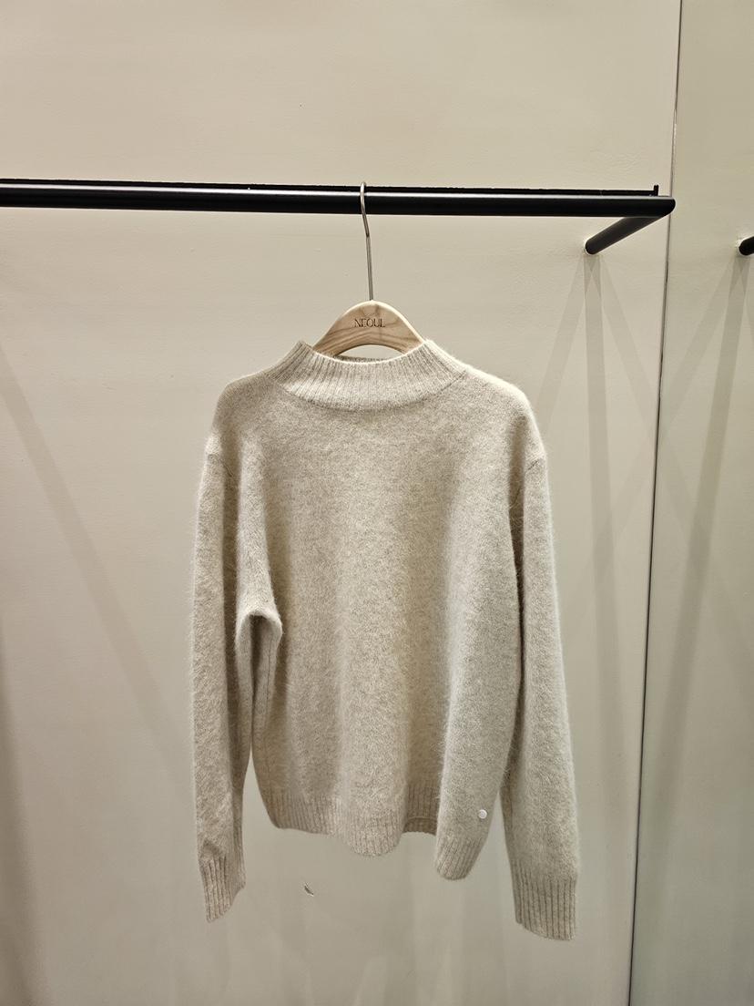 NEOUL韓國代購㊣女士新品25秋冬真品推薦熱賣休閑針織衫浣熊NEOUL/ahin雙領標簽針織衫