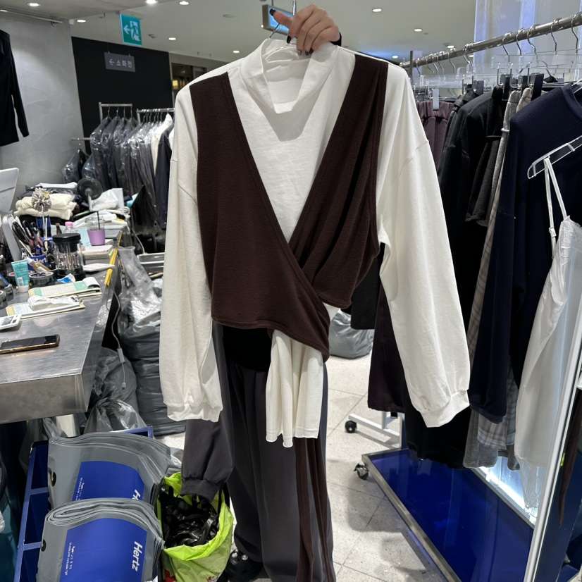 HERTZ-P東大門㊣直郵女裝新品真品熱賣推薦長袖T恤假兩件雙層HERTZ-P長袖T恤