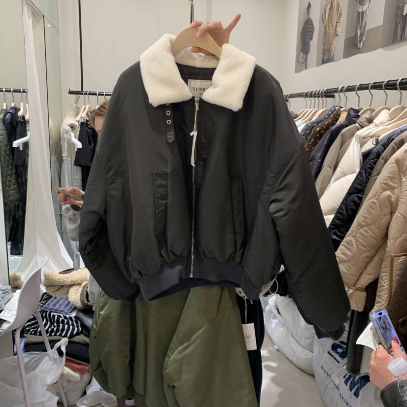 YUNBAL東大門㊣代購女士新款真品時尚職業25秋冬短款棉服羊皮棉YUNBAL短款棉服