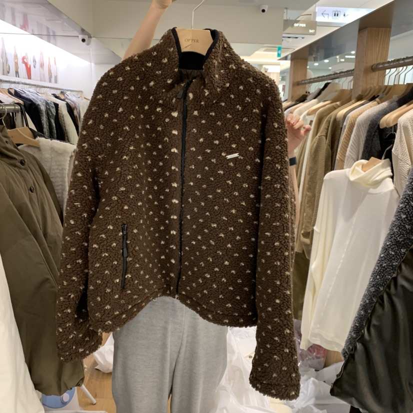 OP PER東大門㊣代購女士新品人氣25秋冬休閑職業時尚夾克皮草OPPER-simplebeige夾克