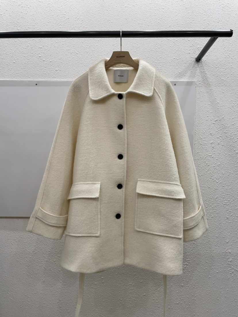 EGGPLANT韓國代購㊣女裝新款人氣時尚推薦中長款大衣羊毛腰帶EGGPLANT中長款大衣